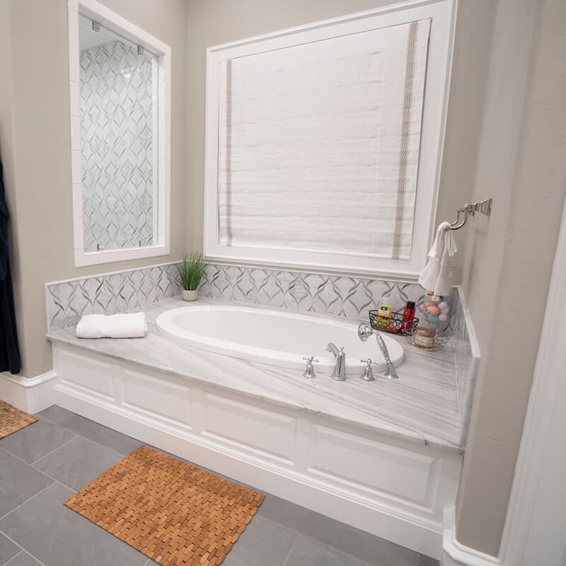Finished East Texas bathroom with stone vanity